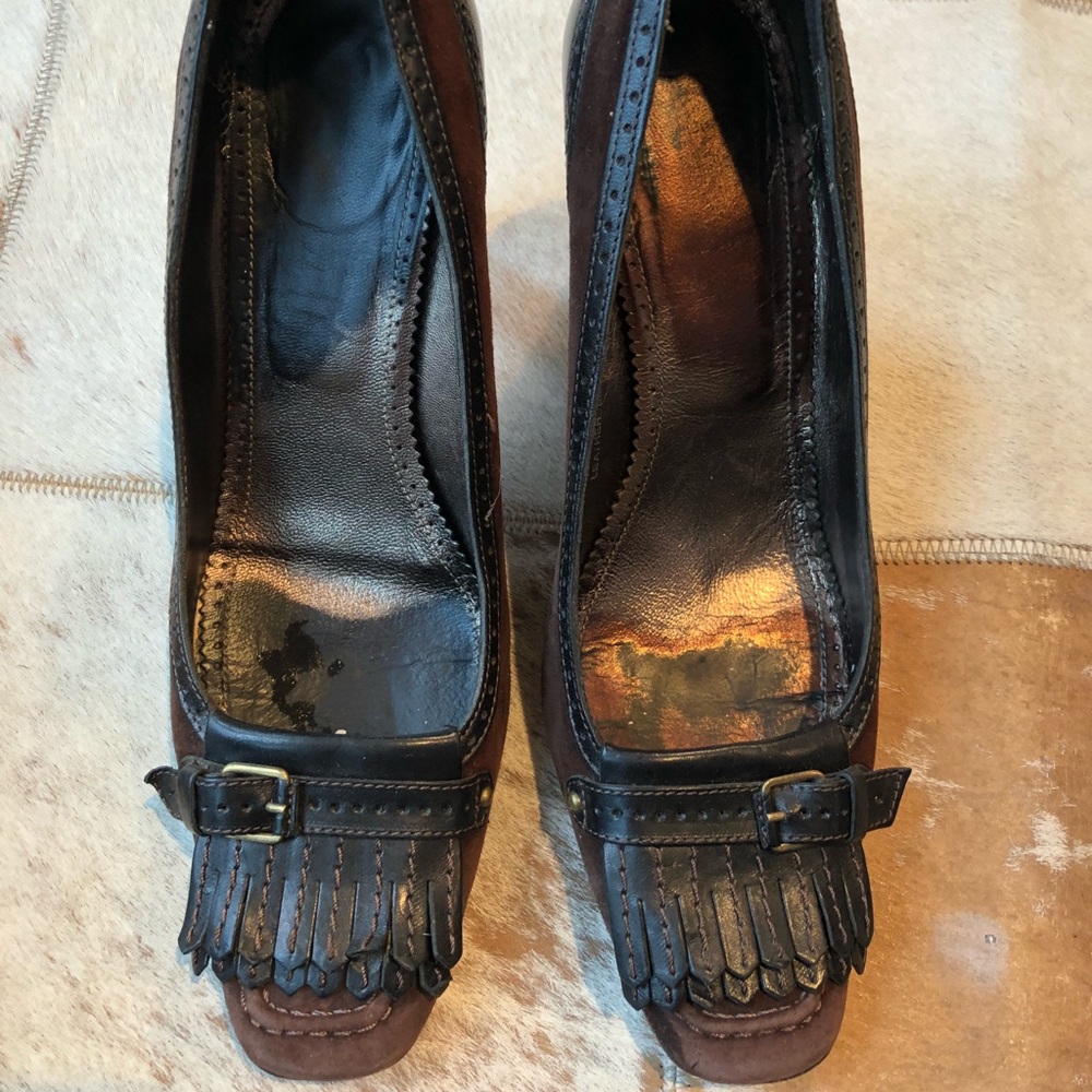 JCrew Brown Suede and Leather Pumps